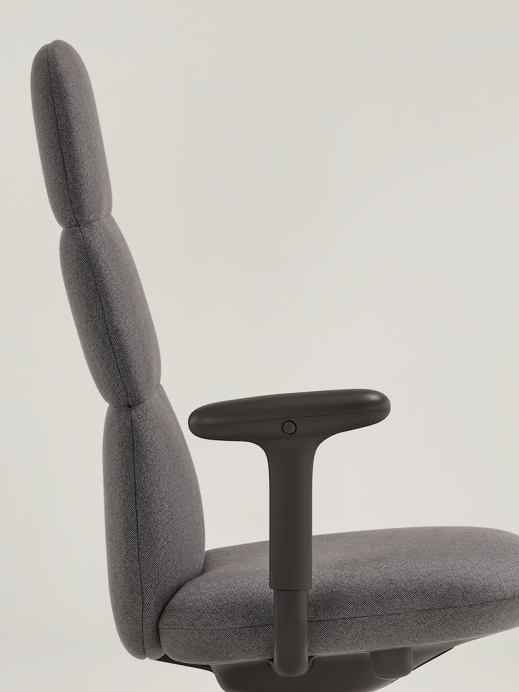 A close view of the Asari chair's arm rests