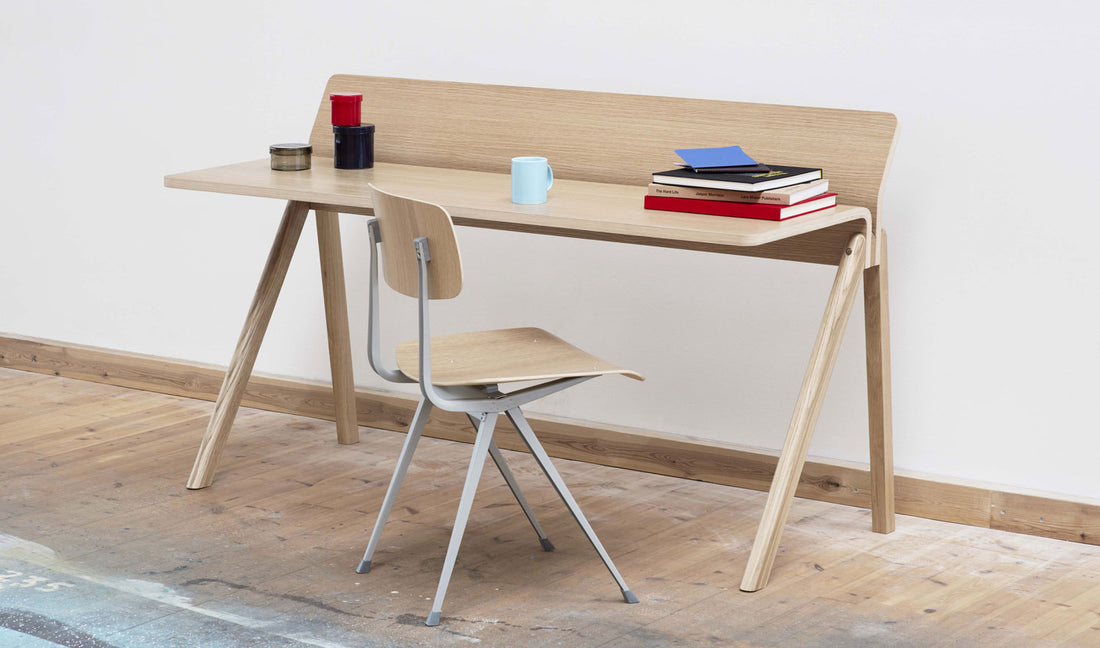 HAY's Copenhague 190 desk in natural oak in a studio setting.