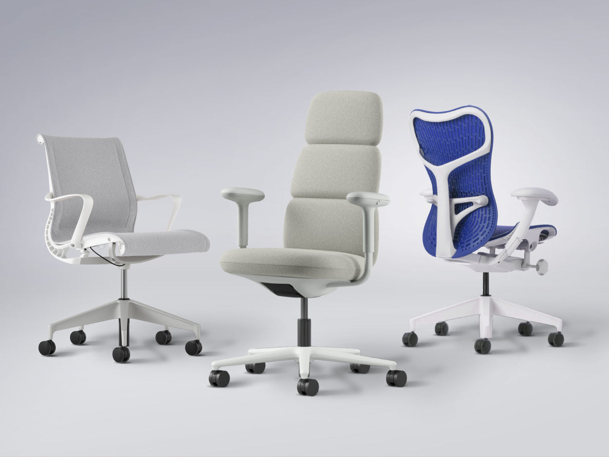 Herman Miller Setu, Asari and Mirra 2 ergonomic chairs