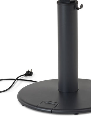 A Herman Miller OE1 Sit Stand Table in black with a UK power plug.