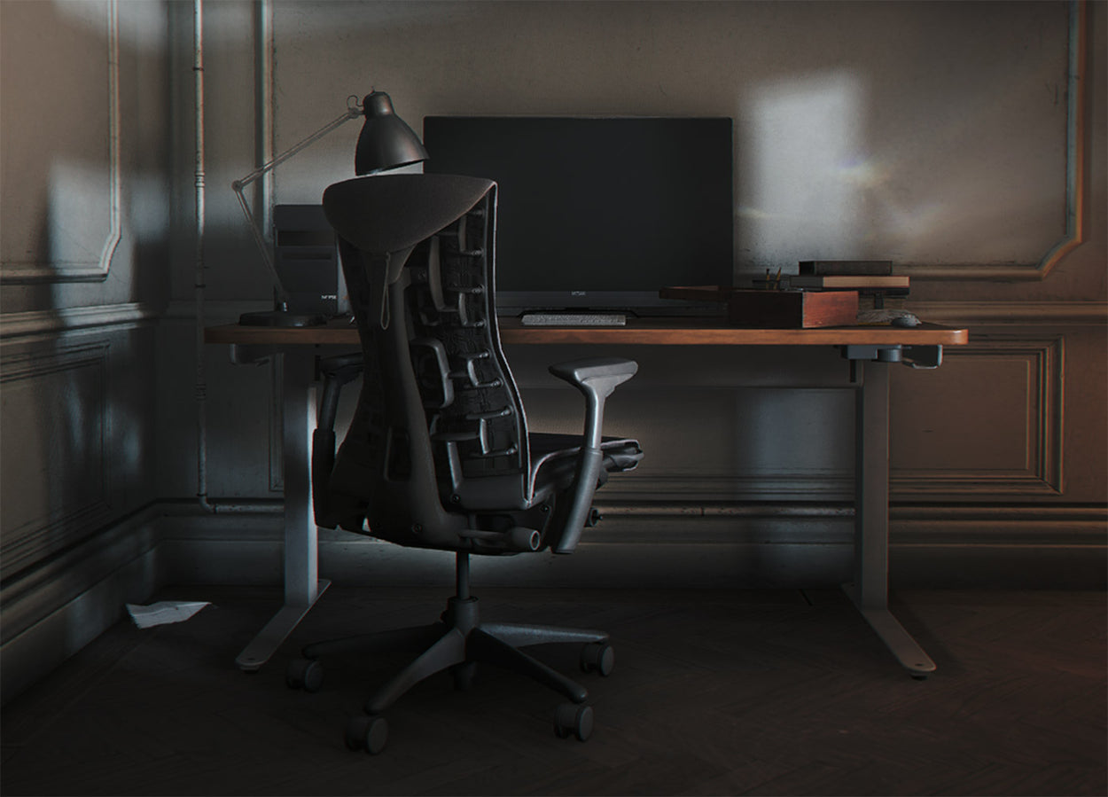 James Bond's personal Herman Miller Embody Gaming Chair as part of his stylish home office.